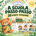 Copertina illustrata di A scuola passo passo, supporti visivi per la giornata scolastica