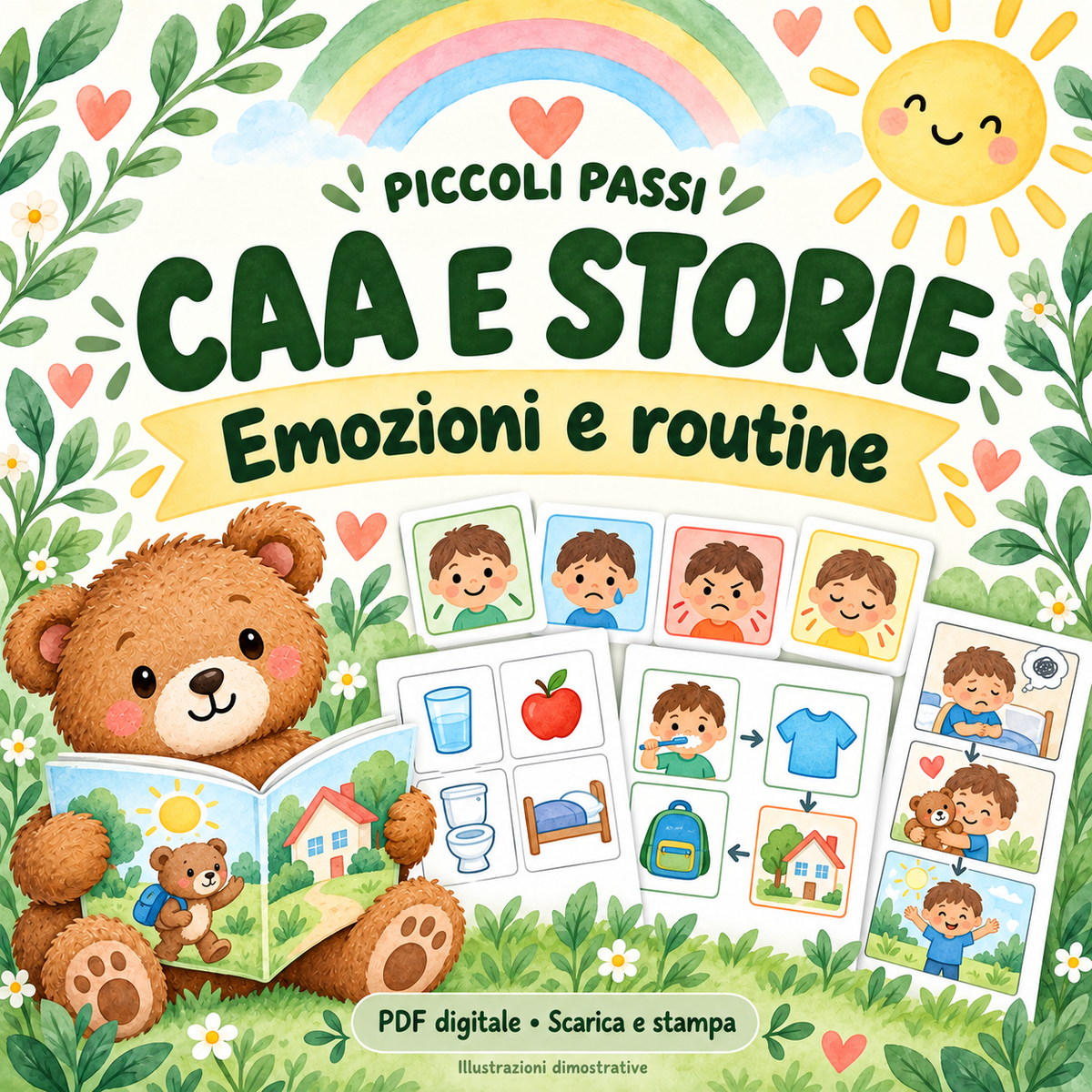 Copertina illustrata di CAA e storie, emozioni e routine