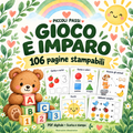 Copertina illustrata di Gioco e imparo, PDF di 106 pagine di attività didattiche