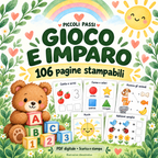 Copertina illustrata di Gioco e imparo, PDF di 106 pagine di attività didattiche