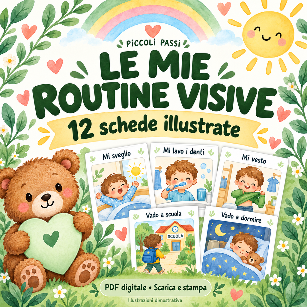 Copertina illustrata di Le mie routine visive di Piccoli Passi