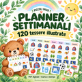 Copertina illustrata del planner settimanale visivo con 120 tessere