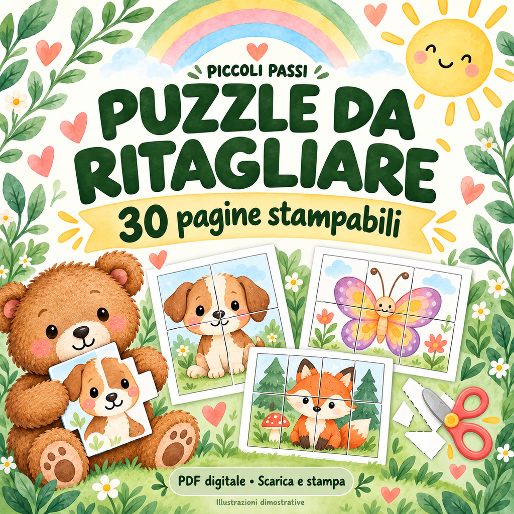Copertina illustrata di Puzzle da ritagliare di Piccoli Passi