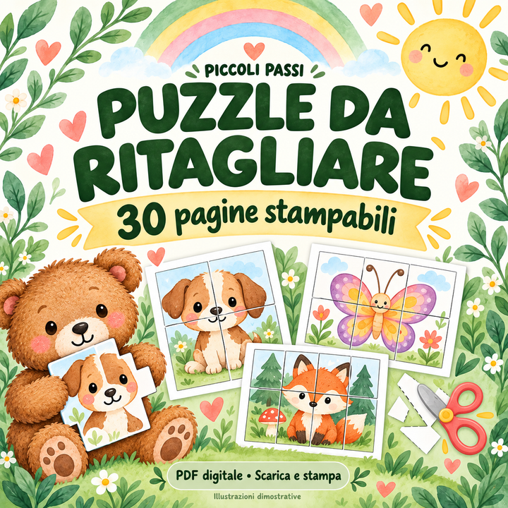 Copertina illustrata di Puzzle da ritagliare di Piccoli Passi